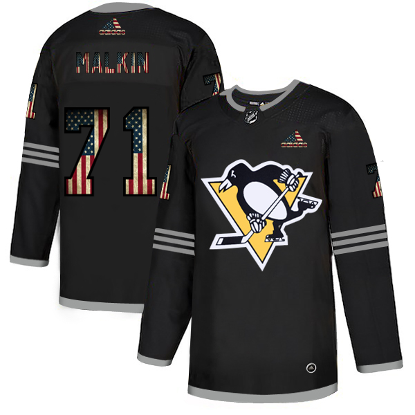 Pittsburgh Penguins #71 Evgeni Malkin Adidas Men Black USA Flag Limited NHL Jersey